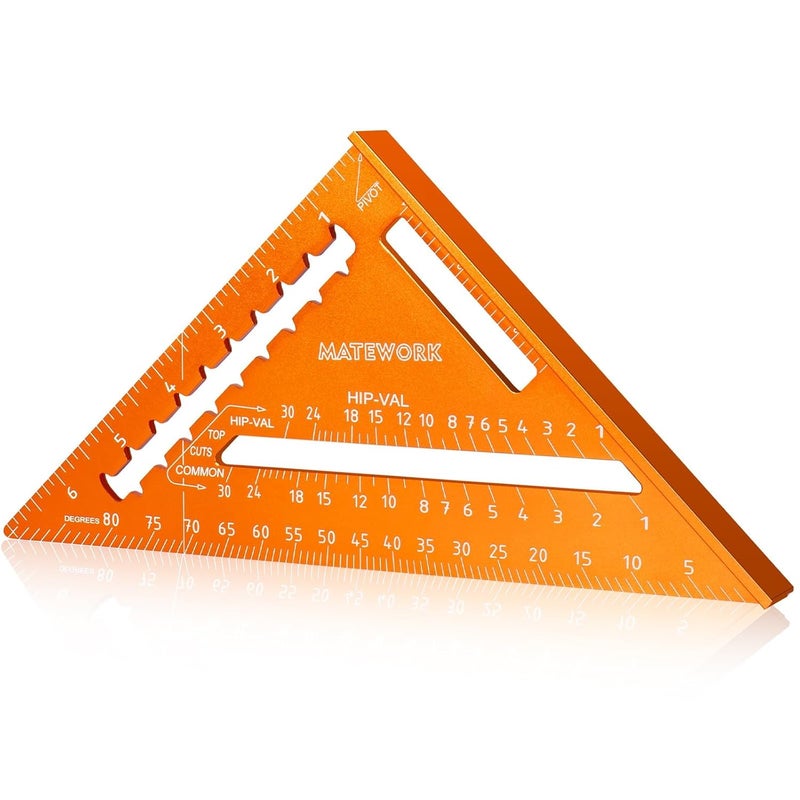 Matework Carpenter Square 7 Inch, Rafter Square for Angle Drawing, Measuring Square Tool, Framing Square Layout Aluminum Tool for Woodworking and Carpentry - Image 1